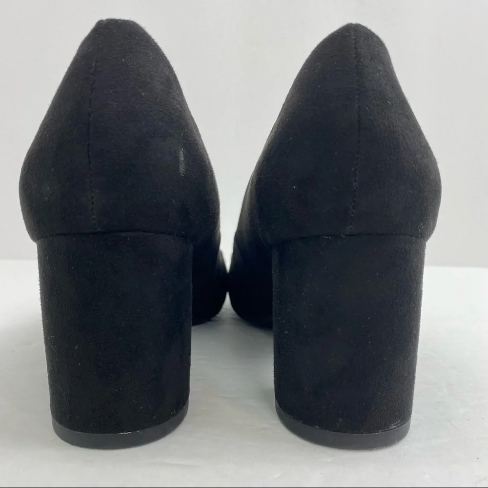 Libby Edelman Jenna size 7.5 Women’s Black Faux Suede Chunky Block Heels